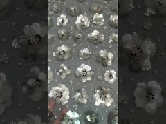 129cm Sliver Color Floral Sequin Beaded Embroidered Fabric For Evening Dress Kobiety sukienki