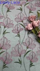 Tulipan kwiat koronki Kolorowe Hafty Tkaniny Lady Dress Textile