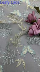 Broderia Sznurówka Tkanina Motyl Elegantny 100% Bawełna Luksusowy styl