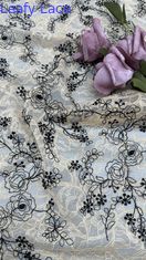 Broderia Wieczorna Broderowa tkanina koronka liściana Luksusowa tkanina ślubna