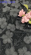 Zszyte z koralików 3D tkanina z koronkami kwiatowymi tkanina z koronkami elegancka i oddychająca