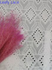 Diamentowy wzór koronki oczko Biała bawełniana broderia