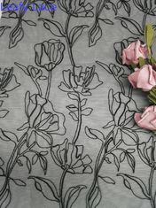 Corded Black Embroidery 3D kwiecista tkanina Koronkowa kwiatowa tiulowa siatka