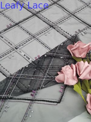 3D Merrowed Chemical Lace Fabric Lightweight Polyester Embroidery Yarn Dyed