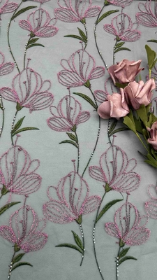 Tulip Flower Lace Colored Embroidery Fabric Lady Dress Textile