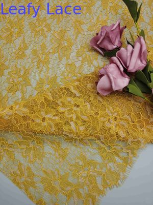 Floral Pattern Golden Metallic Lace Fabric