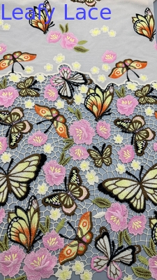 Polyester Embroidery Flower Lace Fabric 3D Textile Lace Fabric For Lady Dress