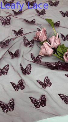 Luxary Butterfly Sequin Embroiderey Fabric Durable and Elegant Luxary Embroidery Fabric Wedding Birthday Occasions Hight Quality Sequin Embroidery Lace Fabric