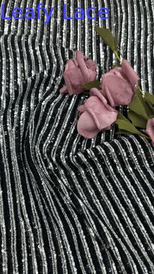 100% Polyester Leafy Sequin Embroidery Lace Fabric Shine Luxury for Wedding Party Occasions