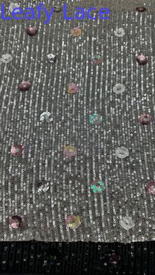 Leafy Luxary Sequin Embroidered Lace Fabric 3D Floral Elegent Wedding Embroidery Fabric