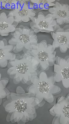 French Chantilly Lace Fabric For Mesh Breathe 3D-Floral Premium Lace Sequin Fabric Luxury