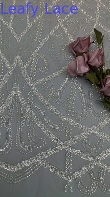 High Quality Beaded Pearl Embroidered Lace Fabric Polyester For New Season Evening