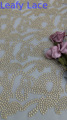 Leafy Lace Metallic Corded Lace Fabric for Wedding Dresses