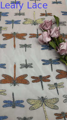 Butterfly Embroideded Chinese Culture Luxary Gufen Breathe Fabric For Show Gowns