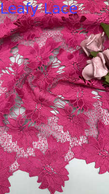 Guipure Lace Pink Leafy Style Embroidered Lace Fabric for Bridal Wedding Party Gown