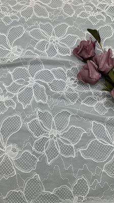 White lace Fabric High Luxary Hollow-up Elegant Cloth for Bridal Beauty Wedding Party Gown
