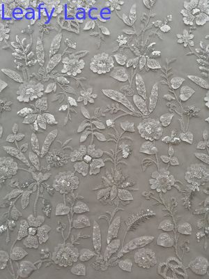 Nylon Polyester Embroidered Lace Fabric