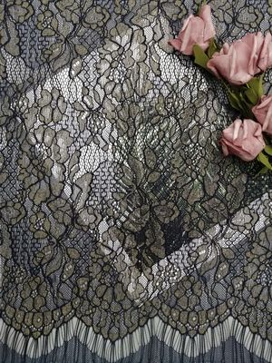 Eyelash Metallic Lurex Scallop Edge Lace Fabric For Lady Dress Garment