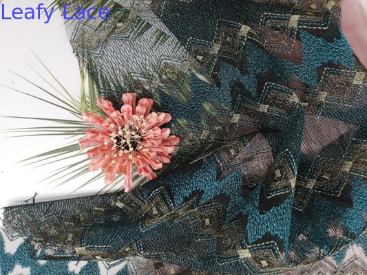 49" Gold Lace Metallic Embroidered Fabric For Women Dress