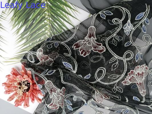 Female Dresses Floral Embroidered Lace Fabric For Lady Garment