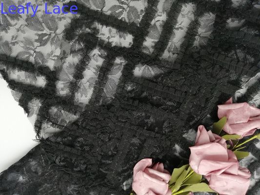 Tulle Mesh Embroidery Black Flower Applique Lace Fabric