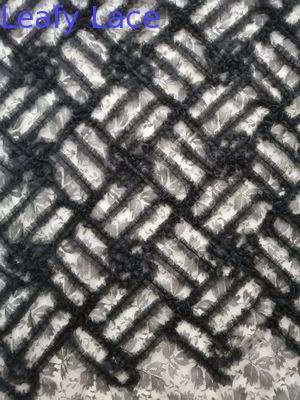 Tulle Mesh Embroidery Black Flower Applique Lace Fabric