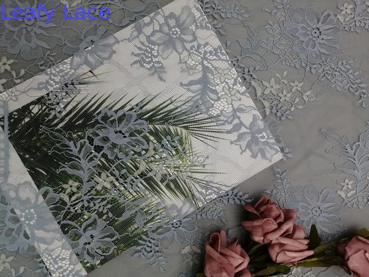 Grey Eyelash Scallop Edge Lace Fabric For Lady Evening Dress