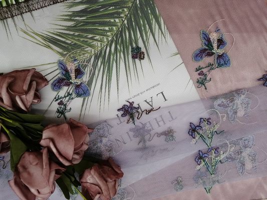 100 yards Delicate Mesh colorful Embroidery Tulle Fabric