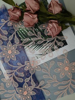 Laser Cut 3D Flower Applique Fabric Lace Scarf Fabric