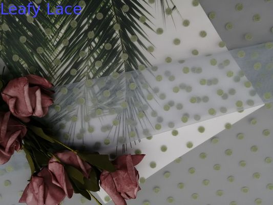 Green Glitter Polka Dot Tulle Flocked Mesh Fabric For Little Girl