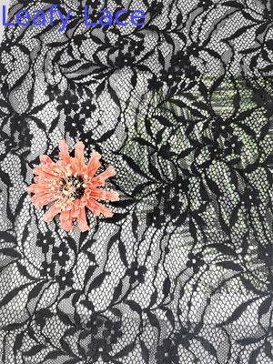 Black French Chantilly Lace Fabric Light Eyelash Lace Fabric With Scallop