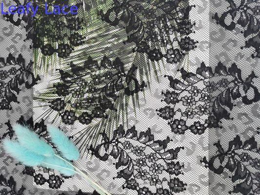 Paisley French Lace Black Lightweight Tulle Lace Fabric