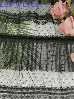 Black Dot Foil Printing Pleated Crinkle Mesh Crushed Tulle Fabric