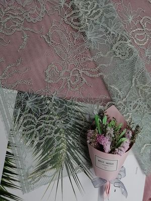 French Chantilly Eyelash Metallic Lurex Scallop Lace Fabric