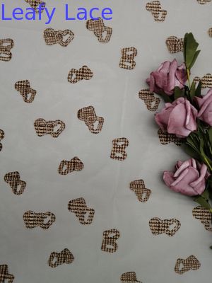 Heart Tulle Lace Printed Flocked Mesh Fabric For Children's Clothing