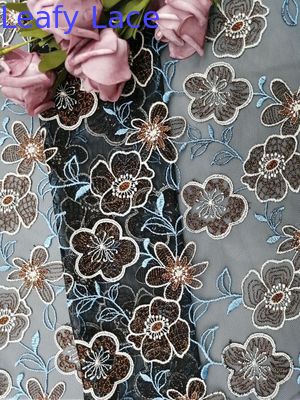 Floral Lace Colored Embroidery Fabric Women Garment Cloth