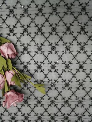 ODM Tulle Mesh Sequin Embroidered Fabric For Bedding Articles