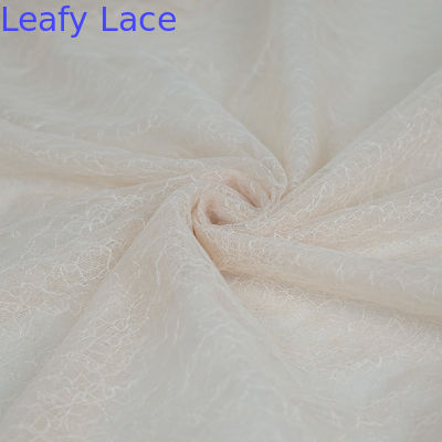 Cream Floral Overlay Sheer Embroidered Lace Tulle Fabric OEKO - Tex Standard