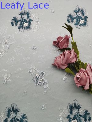 Colored Mesh Embroidered Lace Fabric For Lady Garment