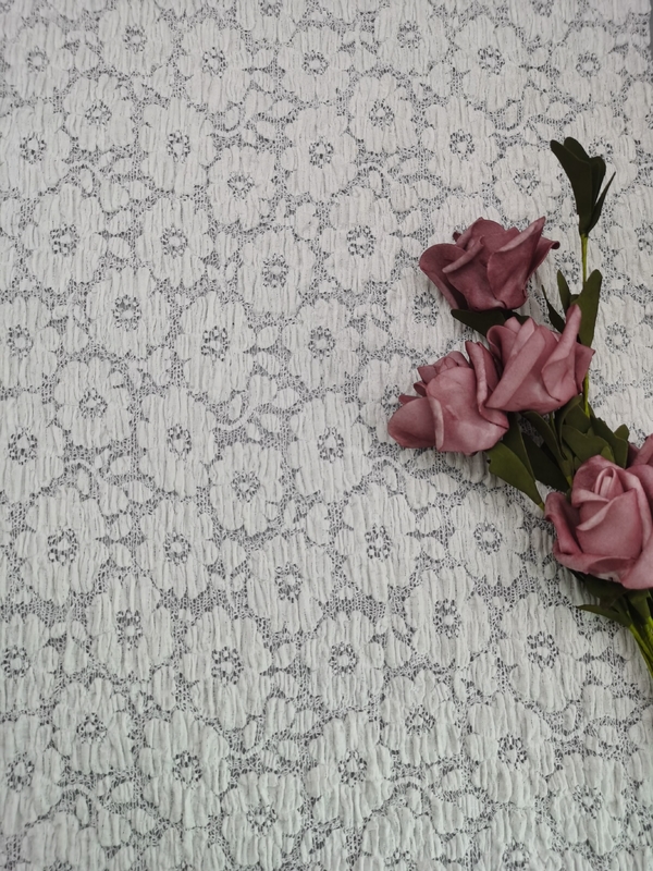 49 Inch White Color High Quality Spandex Floral Lace Fabric For Lady Clothing Women Dress