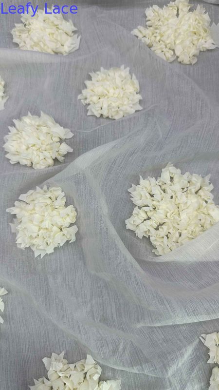 3D Laser Out Rose Fancy Fabric By The Yard Colored Embroidery Fabric Lady Dress For Garment Brands