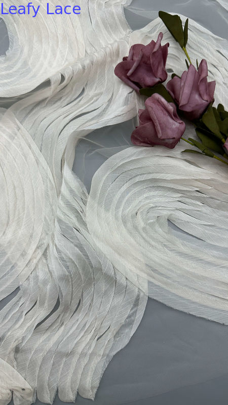 Luxary White Pleated Fabric Durable and Elegant Luxary Pleated Embroidery Fabric  Wedding Birthday Occasions Hight Quality