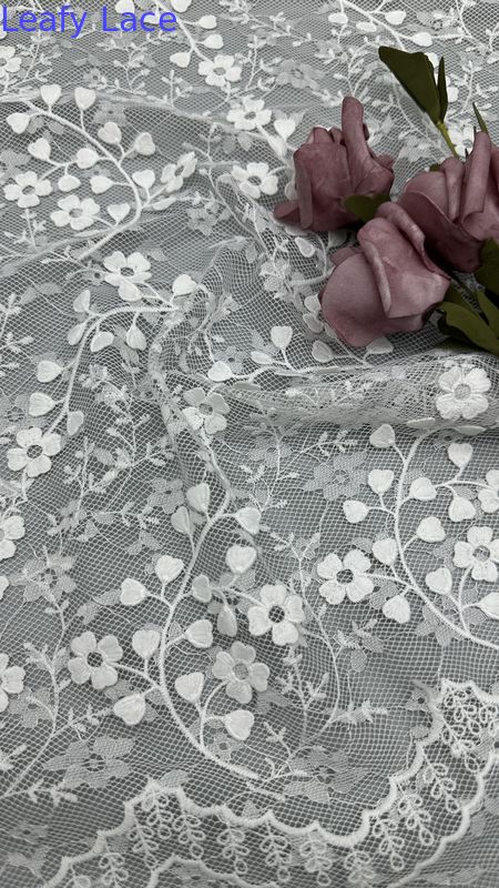 Sequin Embroidery Fabric Elegant Lusiate Breathe Embroidered Lace Fabric Shining Leafy Luxury Occasion Fabric