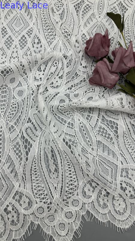 White Embroidered Mesh Lace