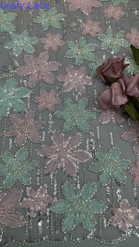 Shinning Sequin Lace Embroidered Elegant Lace Fabric With A Couture touch Fabric Customized Luxary Wedding Dresses Gowns