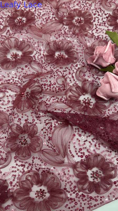 Sequin 3D Floral Lace Fabric Fabric Fresh Styles for Your Brand Customized Dresses Gowns