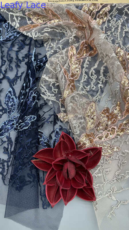 Sequin Embroidered Lace Mesh Fabric Design Factory  Customized Party And Wedding for Gowns