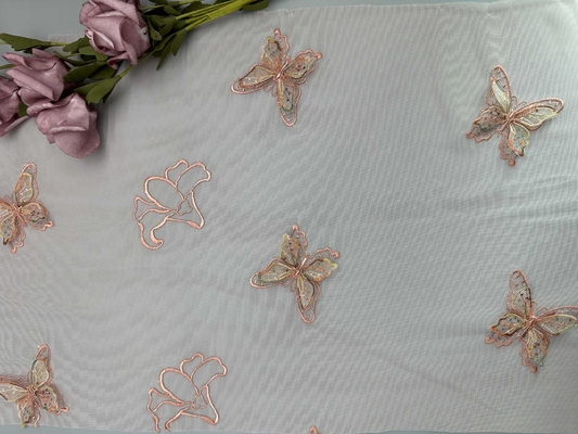 129 CM Tkanina haftowana motylem 3D dla kobiet Sukienka