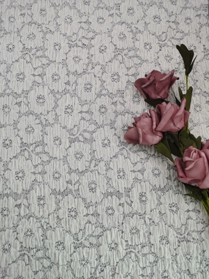 49-calowy biały kolor wysokiej jakości Spandex Floral Lace Tkanina dla damskiej odzieży kobiety suknia