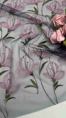 Tulipan kwiat koronki Kolorowe Hafty Tkaniny Lady Dress Textile
